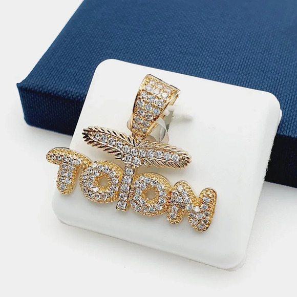 "14K Gold Plated Cubic Zircon Pendant, INUS1BR016 - Picture 3 of 10